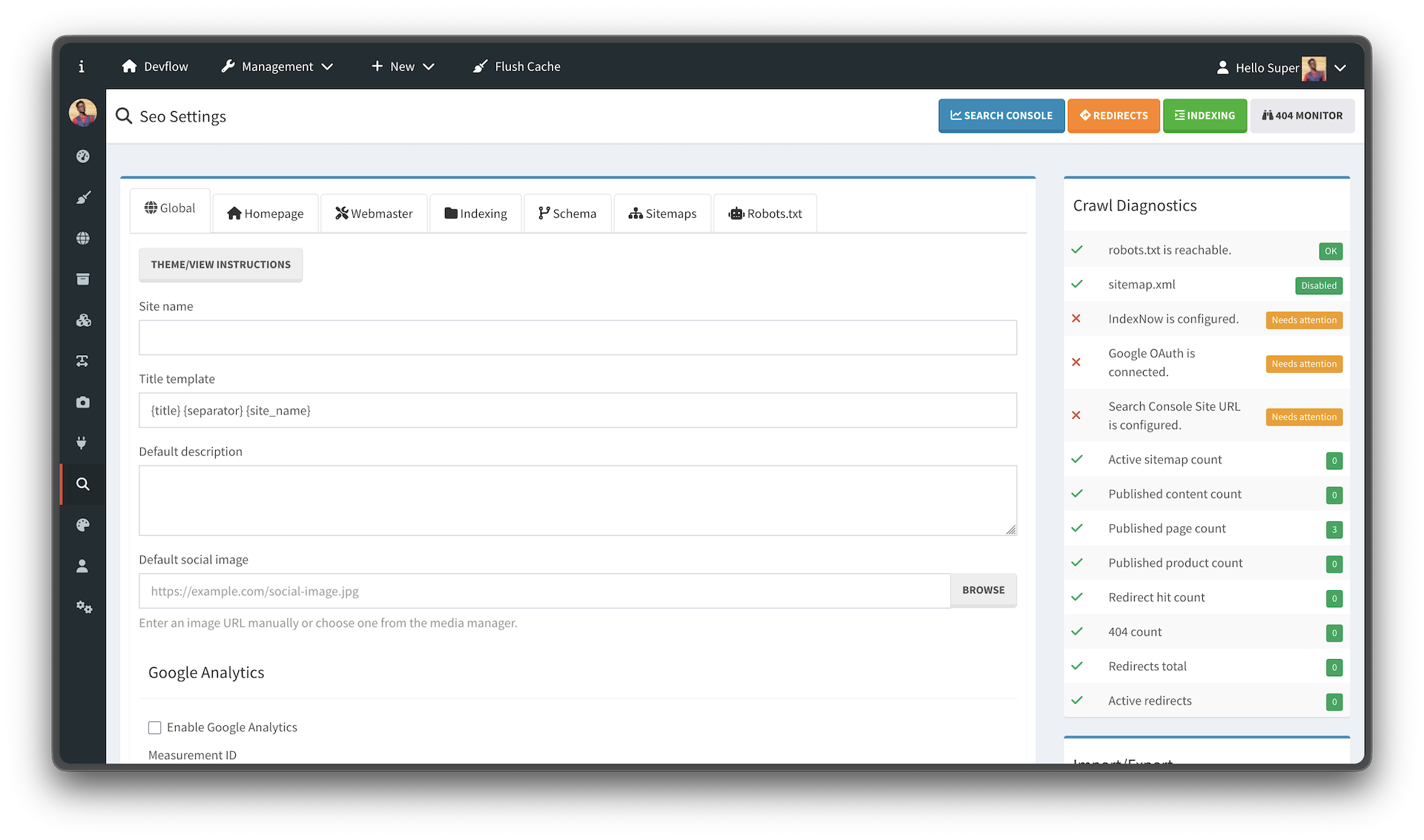 alt="Simple SEO dashboard or settings overview"